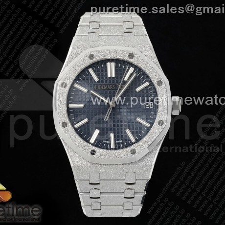 APS공장 오데마피게 로얄오크 15500 스틸 블루다이얼 프로스티드 브레이슬릿 Royal Oak 41mm 15500 Frosted SS APSF 1:1 Best Edition Blue Textured Dial on SS Bracelet SA4302 Super Clone V2
