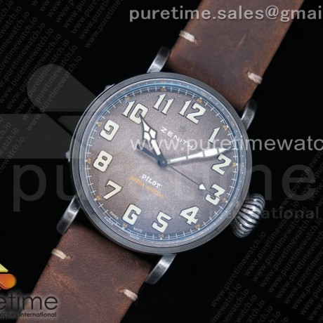 XF공장 45MM 파일럿 타입 20 엑스트라 스페셜 브라운다이얼 아쏘스트랩 Pilot Type 20 Extra Special 45mm Aged SS Case Brown Dial on Assolumate Strap A2824
