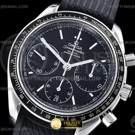 HR공장 오메가 스피드마스터 레이싱 크로노그래프 블랙다이얼 러버스트랩 peedmaster Racing Chrono 40mm SS/RU Blk HRF C3330
