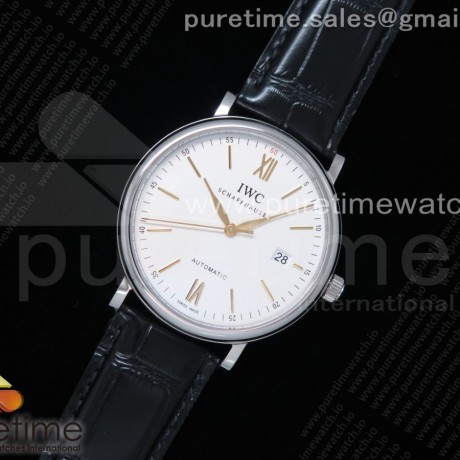 V7공장 포르토피노 화이트다이얼 옐로우골드 마커 악어스트랩 Portofino Automatic SS IW356517 White Dial YG Markers on Black Croco Strap ETA2892