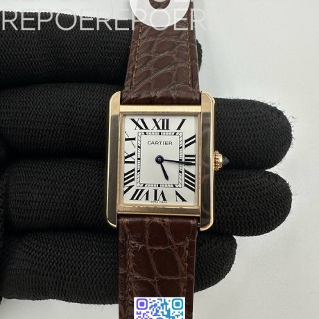 AF공장 까르띠에 탱크솔로 24 스몰 로즈골드금장 화이트다이얼 가죽스트랩 TANK SOLO LADIES 24MM RG WHITE DIAL ON BROWN LEATHER STRAP RONDA QUARTZ