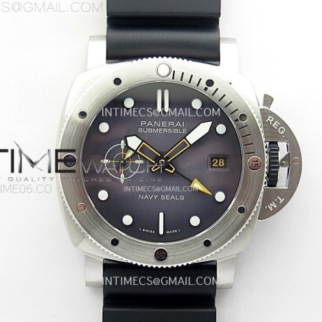 VS공장 파네라이 PAM1323 그레이다이얼 블랙러버스트랩 PAM1323 Y GMT VSF 1:1 Best Edition Dark Gray Dial on Black Rubber Strap P9011