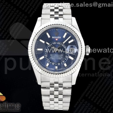 Noob공장 롤렉스 스카이드웰러 스틸 블루다이얼 쥬빌레브레이슬릿 Skydweller SS Noob Best Edition Blue Dial on SS Jubilee Bracelet A23J 눕
