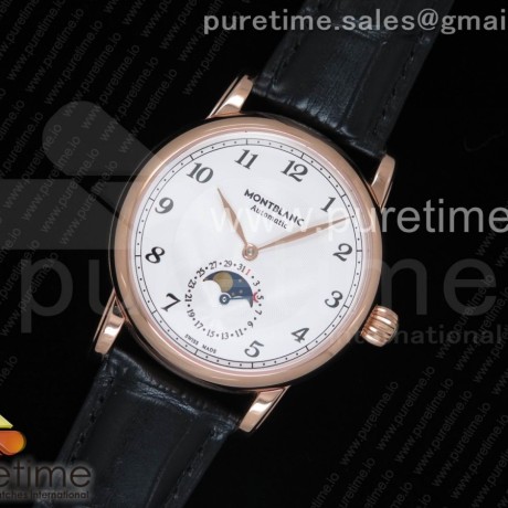 몽블랑 스타 레거시 썬앤문 로즈골드금장 화이트다이얼 블랙인덱스 가죽스트랩 Star Legacy Moonphase 42 mm RG White Dial Black Markers on Black Leather Strap MIYOTA 9015
