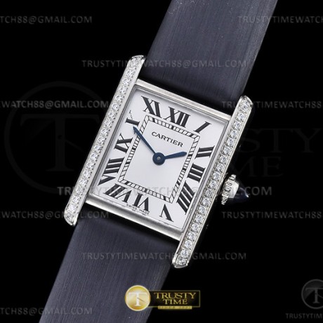 F1공장 까르띠에 탱크 머스트 스몰 다이아몬드베젤 블랙스트랩 Cartier Tank Must Small Dia SS/LE Wht F1F Sw Qtz