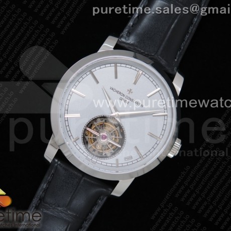 OX공장 바쉐론콘스탄틴 트레디셔널 뚜르비용 그레이다이얼 가죽스트랩 Traditionnelle Tourbillon SS Gray Dial on Black Leather Strap