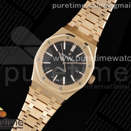 ZF공장 오데마피게 로얄오크 15400 로즈골드금통 블랙다이얼 브레이슬릿 Royal Oak 41mm 15400 RG ZF 1:1 Best Edition Black Textured Dial on RG Bracelet V2 SA3120 Super Clone