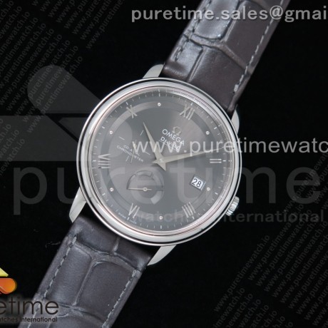 ZF공장 오메가 드빌 프레스티지 파워리저 그레이다이얼 가죽스트랩 De Ville Prestige Real PR SS Gray Dial on Gray Leather Strap MIYOTA 9015