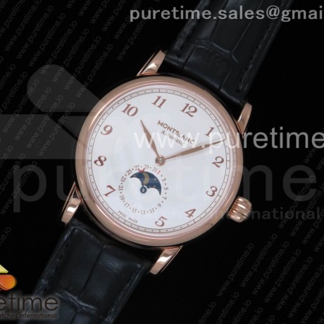 몽블랑 스타레거시 썬앤문 로즈골드금장 화이트다이얼 골드인덱스 가죽스트랩 Star Legacy Moonphase 42 mm RG White Dial Gold Markers on Black Leather Strap MIYOTA 9015