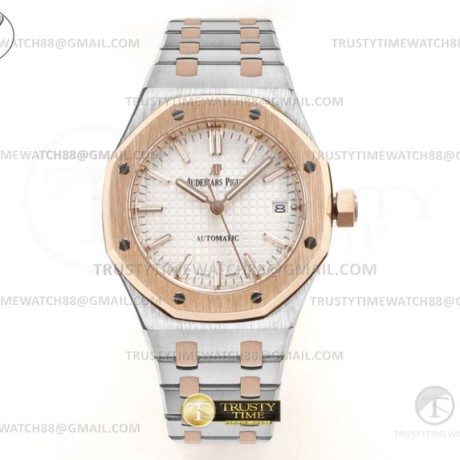B7공장 오데마피게 로얄오크 15550SR 로즈골드콤비 화이트다이얼 브레이슬릿  Royal Oak 37mm 15550SR RG/SS White B7F MY9015
