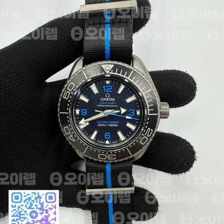 VS공장 오메가 씨마스터 플래닛오션 울트라딥 6000m 티타늄 블랙다이얼 나일론스트랩 Seamaster 6000M Ultra Deep SS SBF 1:1 Best Edition Black Dial on Black Nylon Strap A8912 Super Clone