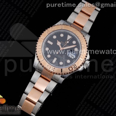 D1공장 롤렉스 요트마스터 로골포금콤비 블랙다이얼 브레이슬릿 Yacht-Master 116621 D1F Black Dial on Rose Gold Wrapped SS/RG Bracelet A2836
