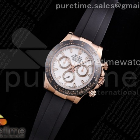 TW공장 세라토나 로골 화이트다이얼 러버 4130  Daytona RG TWF Black Ceramic Bezle White Dial on Black Rubber Strap A4130