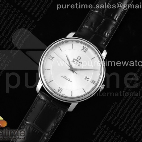 TWS공장 오메가 드 빌 스틸 실버다이얼 실버인덱스 가죽스트랩 De Ville SS TWF 1:1 Best Edition Gray Dial SS Markers on Black Leather Strap MIYOTA 9015