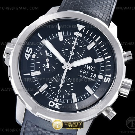 V6S공장 IWC 아쿠아타이머 크로노그래프 IW376803 블랙다이얼 블랙패턴러버스트랩 AquaTimer Chronograph IW376803 SS/RU Black V6S A7750