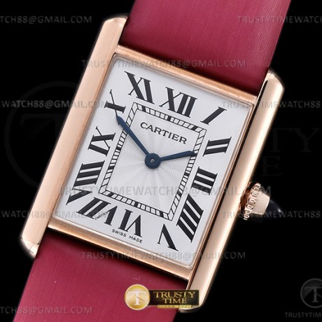 F1공장 까르띠에 탱크 머스트 로즈골드금통 핑크스트랩 Cartier Tank Must Lrg RG/LE Wht F1F Sw Qtz