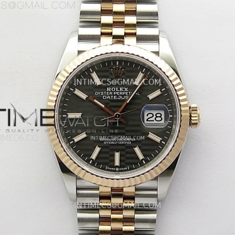 VS공장 롤렉스 데이저스트 36 로즈골드콤비 그레이플루티드다이얼 쥬빌레브레이슬릿  DateJust 36 SS 126231 904L SS/RG VSF 1:1 Best Edition Gray Fluted Dial Sticks Markers on Jubilee Bracelet VS3235