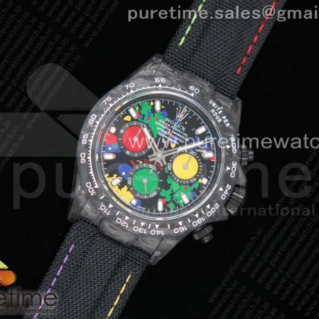 TW공장 롤렉스 데이토나 카본 컬러풀다이얼 나일론 스트랩 Daytona DIW Carbon Case and Bezel Colorful Dial on Black Nylon Strap A7750