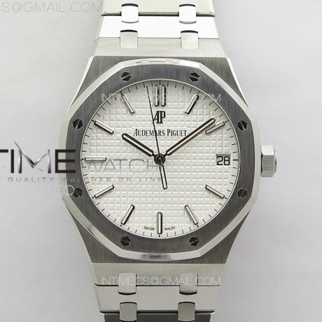 APS공장 오데마피게 로얄오크 15500 스틸 실버다이얼 브레이슬릿 Royal Oak 41mm 15500 SS APSF 1:1 Best Edition Silver Textured Dial on SS Bracelet SA4302 Super Clone