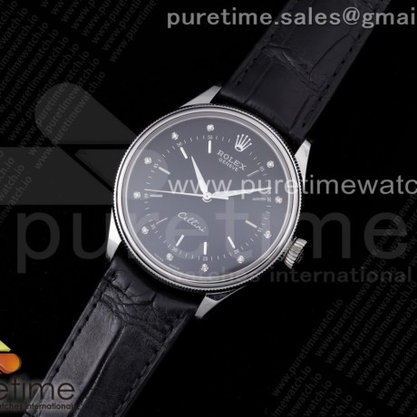 GM공장 롤렉스 셀리니 50509  블랙다이얼 가죽스트랩 Cellini 50509 SS Black Dial Diamonds Markers on Black Leather Strap SA3132