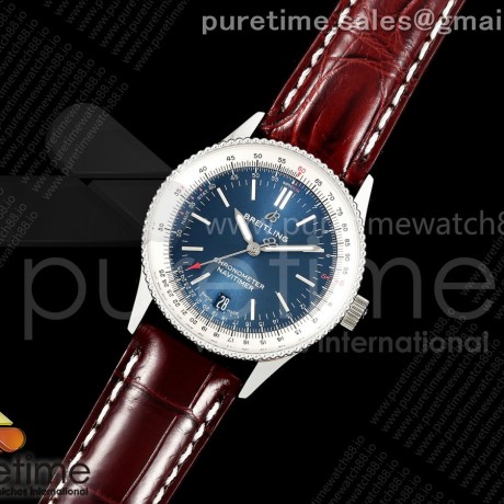 TF공장 브라이틀링 내비타이머 38 블루다이얼 브라운가죽스트랩 Navitimer 38 Date SS TF 1:1 Best Edition Blue Dial on Brown Leather Strap A2824