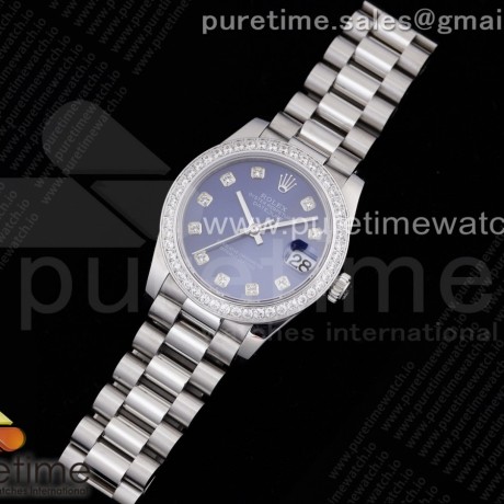 GM공장 롤렉스 데이저스트 31 블루다이얼 브레이슬릿 DateJust 31 Ladies 278289 GMF 316L Steel Blue Dial Diamonds Bezel and Markers on President Syle Bracelet