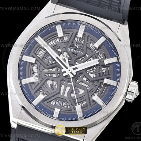 LF공장 제니스 데피 클래식 스켈레톤 스틸 블랙블루다이얼 러버스트랩 ZEN048A - Defy Classic Skeleton SS/RU Ske LF V2 A2892