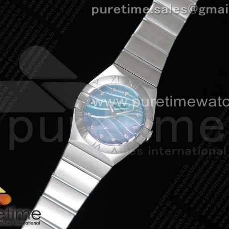 ZF공장 오메가 컨스텔레이션 27MM 블루자개다이얼 Constellation Ladies 27mm SS Blue MOP Dial on SS Bracelet ETA Quartz