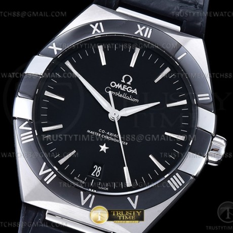 VS공장 오메가 컨스텔레이션 블랙다이얼 블랙가죽스트랩 Constellation Co-Axial 41mm Blk SS/LE Black VSF A8900(SB)