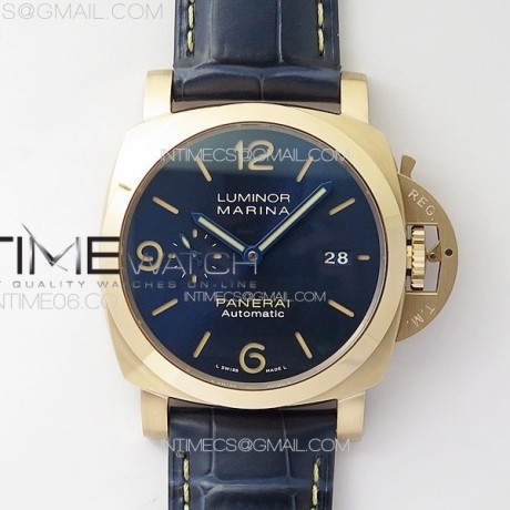 VS공장 파네라이 PAM1114 로즈골드금통 블루다이얼 블루핸즈 가죽스트랩 Pre Order PAM1114  RG VSF 1:1 Best Edition Blue Dial on Blue Leather Strap P.9010 Super Clone SB공장