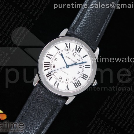 TW공장 까르띠에 롱드솔로 36MM 스틸 화이트다이얼 가죽스트랩 Ronde Solo De Cartier 36mm SS White Dial on Black Leather Strap ETA2671