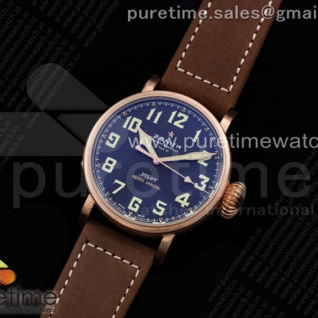 XF공장 파일럿 브론즈 45MM 블랙다이얼 Pilot Type 20 Extra Special Bronze 45mm XF 1:1 Best Edition on Brown Asso Strap A2892