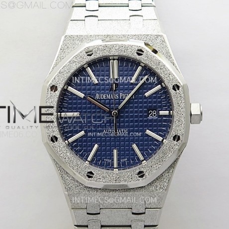 ZF공장 오데마피게 로얄오크 15410 프로스티드 블루다이얼 브레이슬릿 Royal Oak 41mm 15410 Frosted SS ZF 1:1 Best Edition Blue Textured Dial on SS Bracelet SA3120 Super Clone