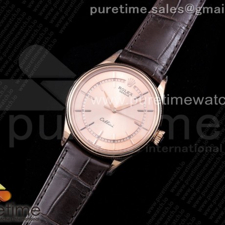 GM공장 롤렉스 셀리니 50505  로골 로골다이얼 가죽스트랩 Cellini 50505 RG Gold Dial Stick Markers on Brown Leather Strap SA3132