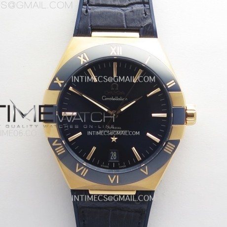 VS공장 오메가 컨스텔레이션 로즈골드금통 블루다이얼 거미스트랩 Constellation 41mm Blue Ceramic Bezel RG VSF 1:1 Best Edition Blue Dial on Blue Gummy Strap A8900(SBF)