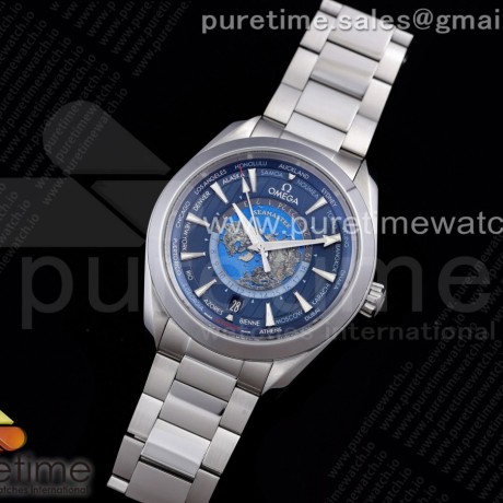 VS공장 오메가 아쿠아테라 150M 월드타이머 스틸 블루다이얼 브레이슬릿 Aqua Terra Worldtimer VSF 1:1 Best Edition Blue Dial on SS Bracelet A8938 Super Clone