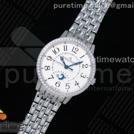 ZF공장 예거르쿨트르 랑데뷰 화이트텍스쳐다이얼 브레이슬릿 Rendez-Vous Night & Day SS WhiteTextured Dial Diamonds Bezel on SS Bracelet A898