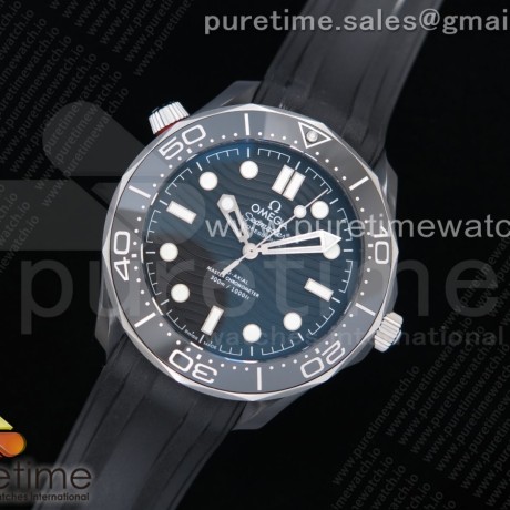 OM공장 오메가 씨마스터 다이버300 PVD 블랙물결텍스쳐다이얼 러버스트랩  2018 Seamaster Diver 300M PVD Black Dial on Black Rubber Strap A8806 (Black Balance Wheel)