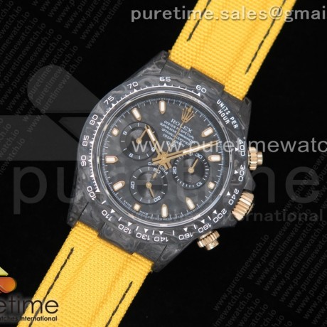 TW공장 롤렉스 데이토나 카본 블랙다이얼 나일론 스트랩 Daytona DIW Carbon Case and Bezel Black Dial on Yellow Nylon Strap A7750