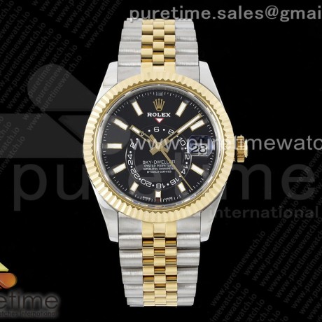 Noob공장 롤렉스 스카이드웰러 옐로우골드콤비 블랙다이얼 쥬빌레브레이슬릿 Skydweller SS/YG Noob Best Edition Black Dial on SS/YG Jubilee Bracelet A23J 눕