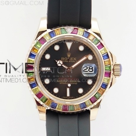 BP공장 롤렉스 요트마스터 로즈골드금장 풀다이아몬드베젤 YACHT-MASTER 116655  DIAMOND BEZEL ON BLACK RUBBER STRAP