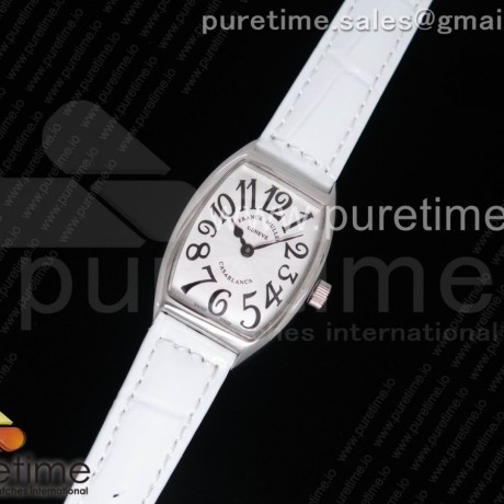 OX공장 프랭크뮬러 카사블랑카 레이디스 스틸 화이트다이얼 화이트가죽스트랩 Casablanca Ladies SS White Textured Dial on White Leather Strap Jap Quartz
