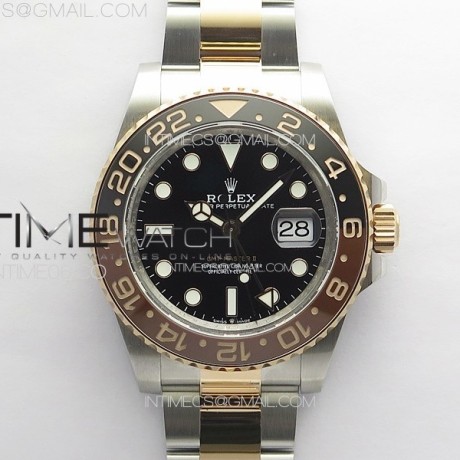 GM공장 롤렉스 GMT마스터2 CHNR 루트비어 콤비 브레이슬릿 GMT-Master II 126711CHNR 904L/RG GMF 1:1 Best Edition Black Dial on 904L/RG Bracelet VR3285