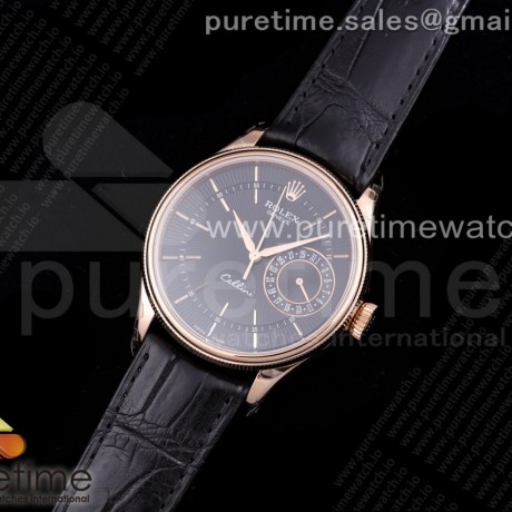 GM공장 롤렉스 셀리니 50519 리얼데이트 로골 블랙다이얼 가죽스트랩 Cellini 50515 RG Black Dial on Black Leather Strap SA3165
