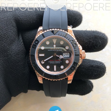 VS공장 롤렉스 요트마스터 40 에버로즈골드금통 블랙다이얼 러버스트랩 3135 116655 Rolex Yachtmaster 40 Rosegold Rubber Strap