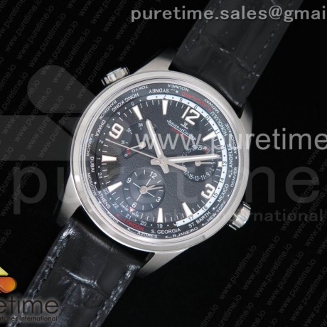 TW공장 예거르쿨트르 폴라리스 지오그래픽 스틸 블랙다이얼 가죽스트랩  Polaris Geographic WT SS Black Textured Dial on Black Leather Strap A936