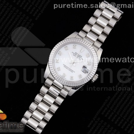 GM공장 롤렉스 데이저스트 31 화이트다이얼 브레이슬릿 DateJust 31 Ladies 278289 GMF 316L Steel White Dial Diamonds Markers on President Syle Bracelet