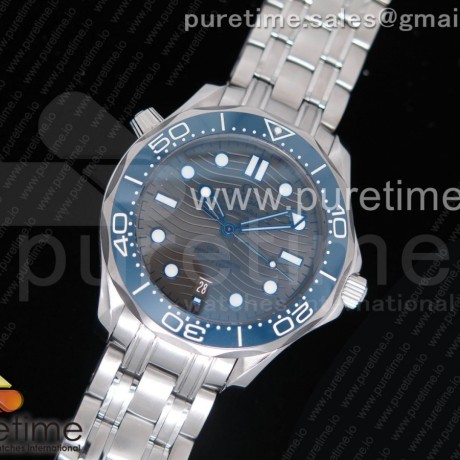 ur공장 오메가 씨마스터 2018 다이빙 300M 블루베젤 그레이다이얼 브레이슬릿 2018 Seamaster Diver 300M Blue Bezel Gray Dial on SS Bracelet A8800 (Free Nylon)