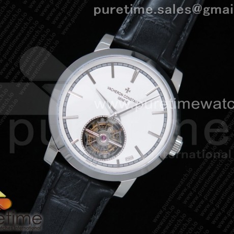OX공장 바쉐론콘스탄틴 트레디셔널 뚜르비용 화이트다이얼 가죽스트랩 Traditionnelle Tourbillon SS White Dial on Black Leather Strap
