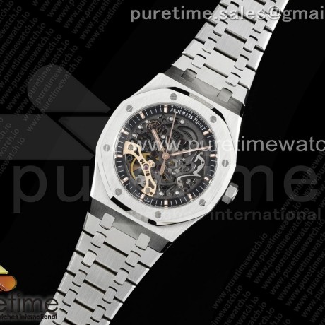 APS공장 오데마피게 로얄오크 41 오픈워크 15407 스틸 스켈레톤다이얼 브레이슬릿 Royal Oak 41mm Openworked 15407 SS APSF 1:1 Best Edition on SS Bracelet A3132